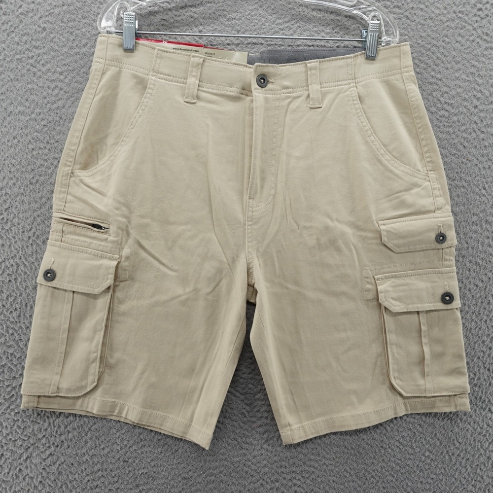 Iron Co Mens Stretch Twill Cargo Shorts Dune Beige Size 34 Utility NEW